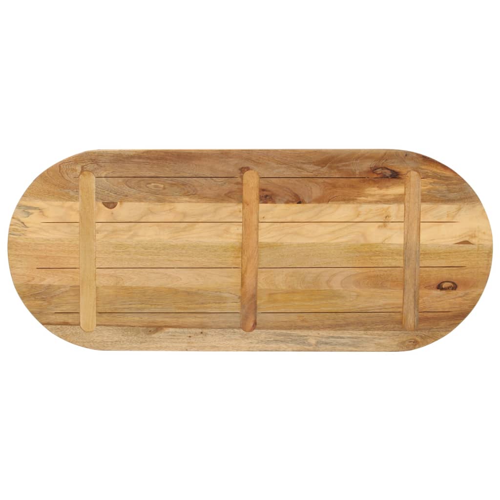 Piano Tavolo 140x60x3,8 cm Ovale Legno Massello Grezzo di Mango