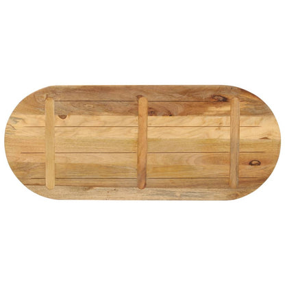 Piano Tavolo 140x60x3,8 cm Ovale Legno Massello Grezzo di Mango