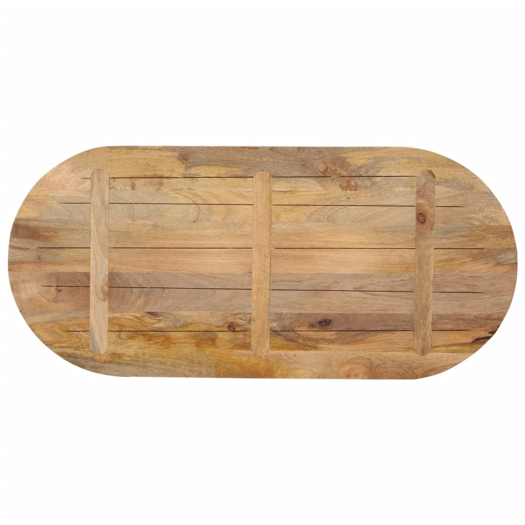 Piano Tavolo 100x50x2,5 cm Ovale in Legno Massello di Mango | homemem39