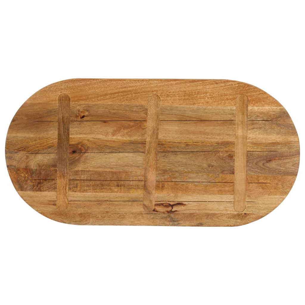 Piano Tavolo 100x50x3,8 cm Ovale in Legno Massello di Mango | homemem39