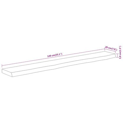 Mensola Muro 140x20x3,8cm Rettangolare Legno Acacia Bordi Vivi | homemem39