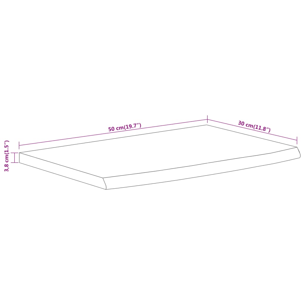 Mensola a Muro 50x30x3,8cm Rettangolare Legno Acacia Bordi Vivi | homemem39