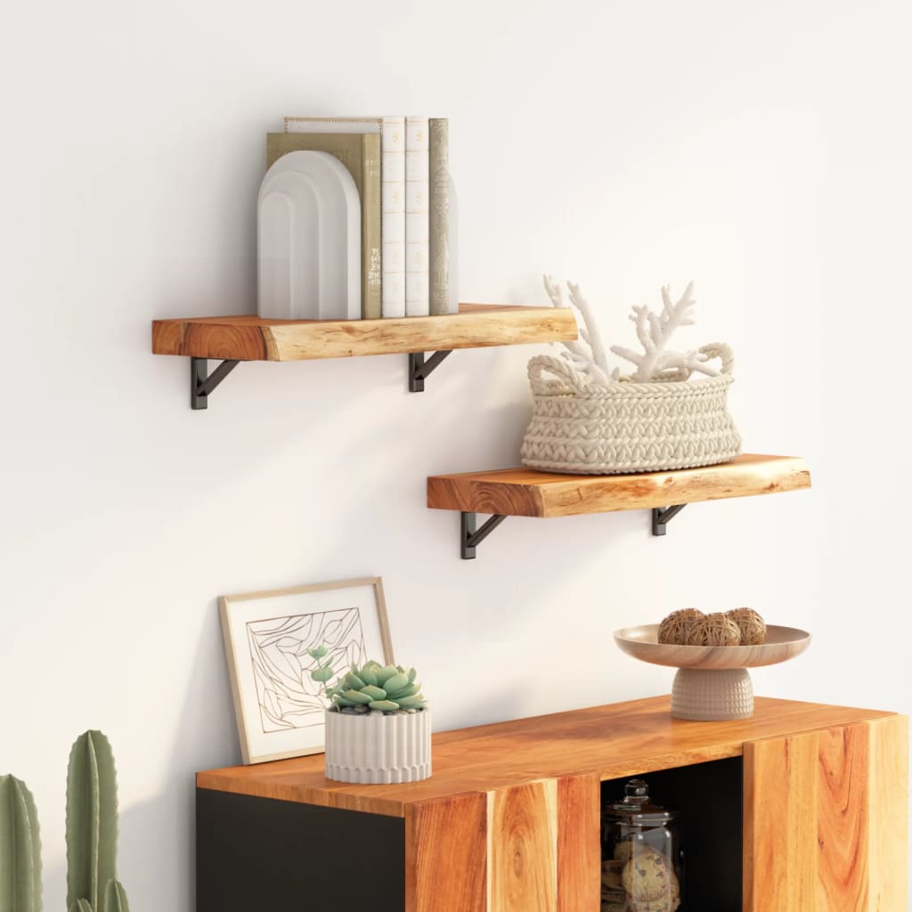 Mensola a Muro 60x30x3,8cm Rettangolare Legno Acacia Bordi Vivi | homemem39