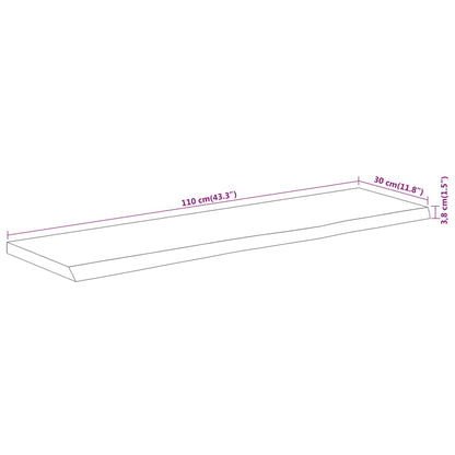 Mensola Muro 110x30x3,8cm Rettangolare Legno Acacia Bordi Vivi | homemem39