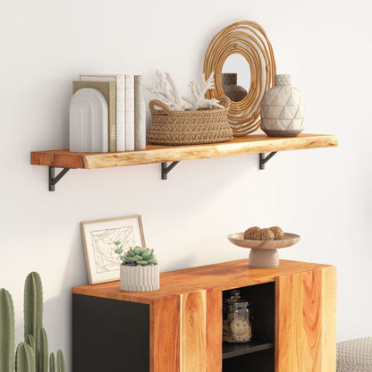 Mensola Muro 110x30x3,8cm Rettangolare Legno Acacia Bordi Vivi | homemem39
