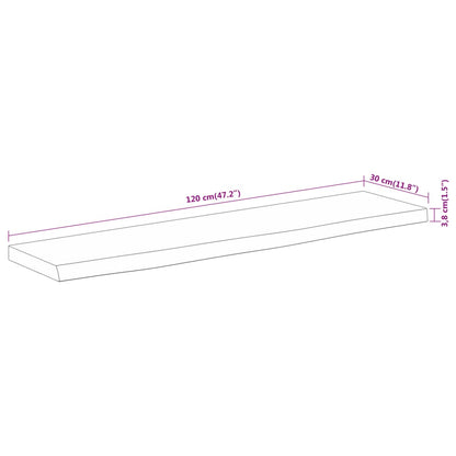 Mensola Muro 120x30x3,8cm Rettangolare Legno Acacia Bordi Vivi | homemem39