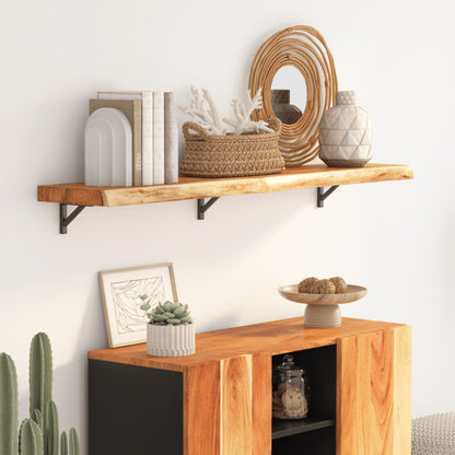 Mensola Muro 120x30x3,8cm Rettangolare Legno Acacia Bordi Vivi | homemem39