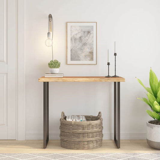 Piano Tavolo 90x40x3,8 cm Rettangolare Legno Acacia Bordi Vivi | homemem39