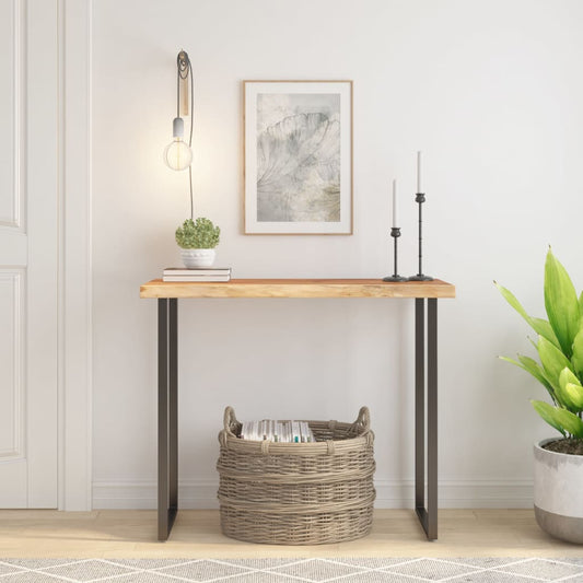Piano Tavolo 100x40x3,8 cm Rettangolare Legno Acacia Bordi Vivi