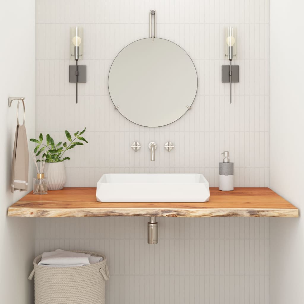 Piano Bagno 110x60x3,8 cm Rettangolare Legno Massello di Acacia | homemem39