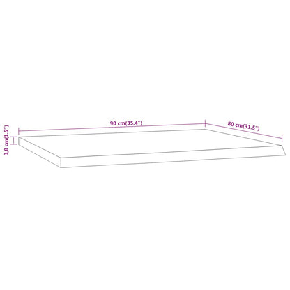 Piano Scrivania 90x80x3,8 Rettangolare Legno Acacia Bordi Vivi | homemem39