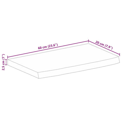 Piano Tavolo Bordi Vivi 60x20x2,5 cm in Legno Massello di Mango | homemem39