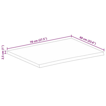 Piano Tavolo Bordi Vivi 70x60x2,5 cm in Legno Massello di Mango | homemem39