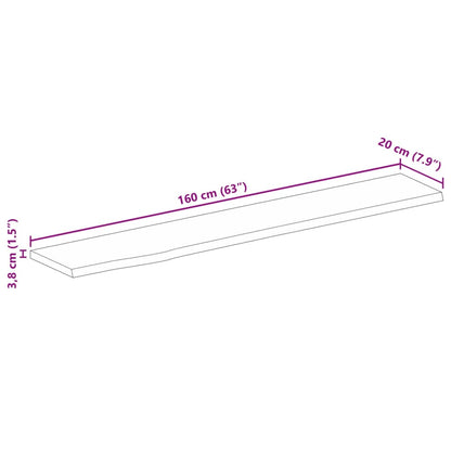 Piano Tavolo Bordi Vivi 160x20x3,8cm in Legno Massello di Mango