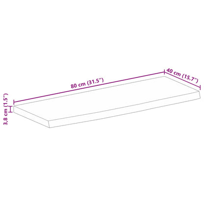 Piano Tavolo Bordi Vivi 80x40x3,8 cm in Legno Massello di Mango | homemem39