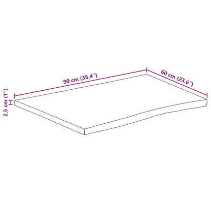 Piano per Tavolo 90x60x2,5cm Bordi Vivi in Legno Massello Mango | homemem39