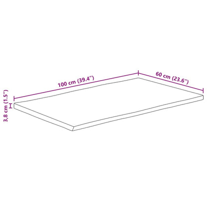 Piano Tavolo 100x60x3,8 cm Bordi Vivi in Legno Massello Mango | homemem39