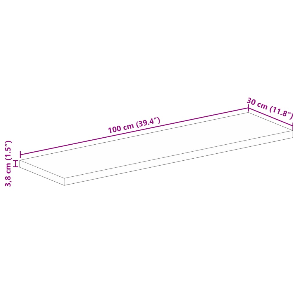 Piano Tavolo 100x30x3,8 cm Rettangolare in Massello di Recupero | homemem39
