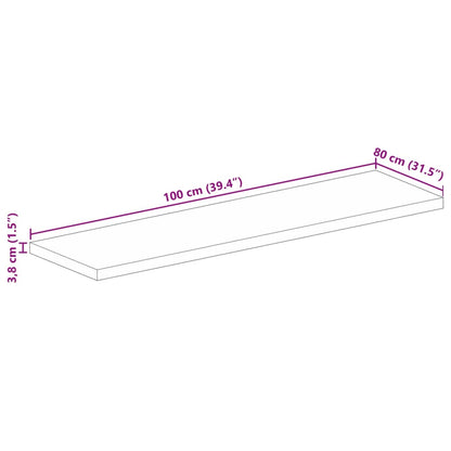 Piano per Tavolo 100x80x3,8cm Rettangolare Legno Massello Mango