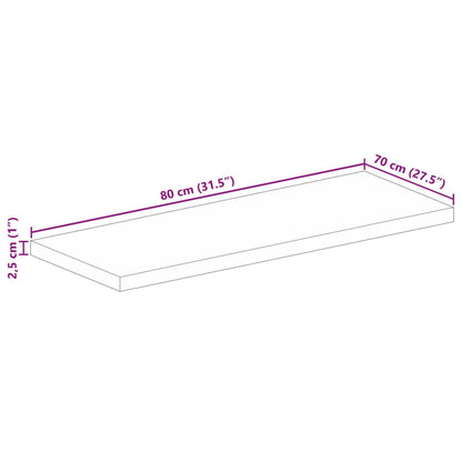 Piano per Tavolo 80x70x2,5 cm Rettangolare Legno Massello Mango | homemem39