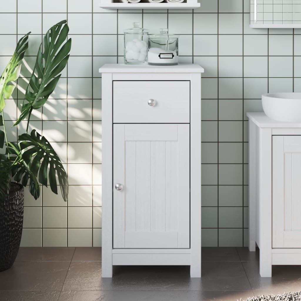 Mobile da Bagno BERG Bianco 40x34x80 cm Legno Massello di Pino | homemem39