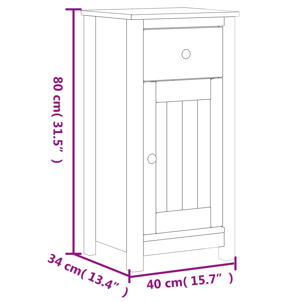 Mobile da Bagno BERG Nero 40x34x80 cm in Legno Massello di Pino | homemem39