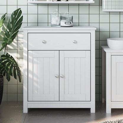 Mobile da Bagno BERG Bianco 69,5x34x80cm Legno Massello di Pino | homemem39