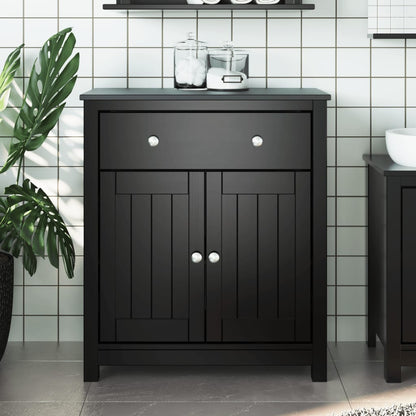 Mobile da Bagno BERG Nero 69,5x34x80 cm Legno Massello di Pino | homemem39