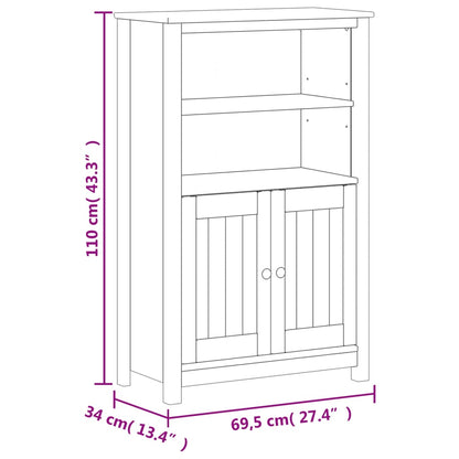 Mobile da Bagno BERG Bianco 69,5x34x110 cm Legno Massello Pino | homemem39