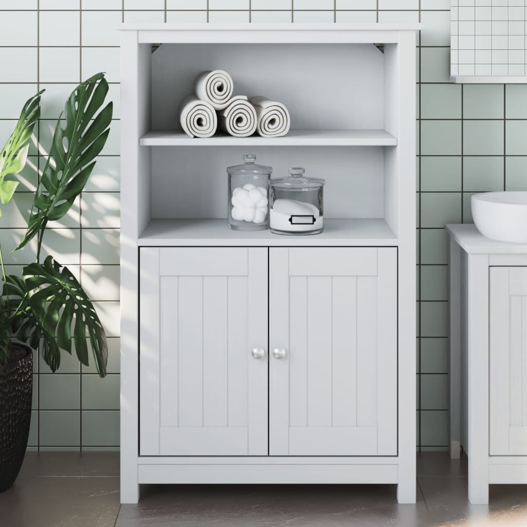 Mobile da Bagno BERG Bianco 69,5x34x110 cm Legno Massello Pino | homemem39