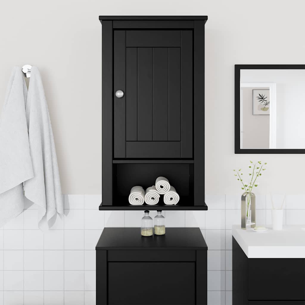 Mobile da Bagno a Muro BERG Nero 40x27x71,5 cm Massello Pino | homemem39