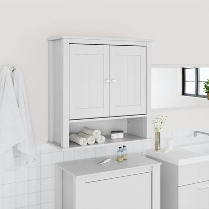 Mobile Bagno a Muro BERG Bianco 69,5x27x71,5cm Legno Massello | homemem39