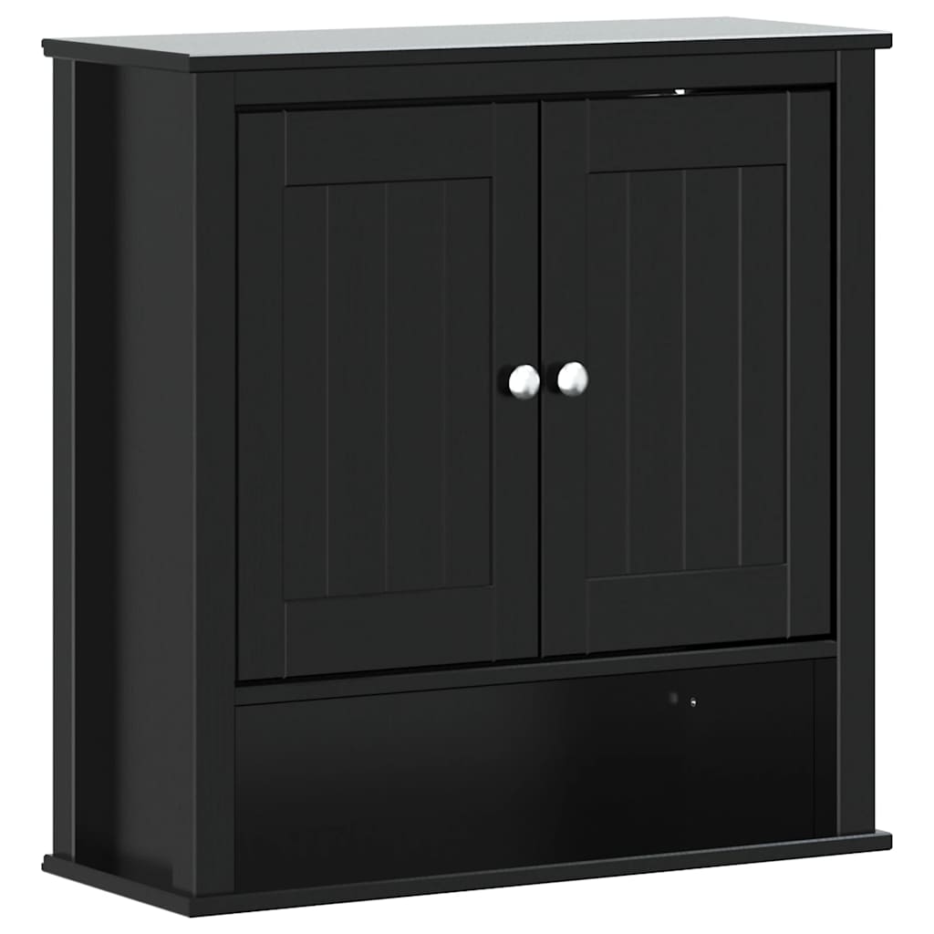 Mobile da Bagno a Muro BERG Nero 69,5x27x71,5cm Legno Massello | homemem39