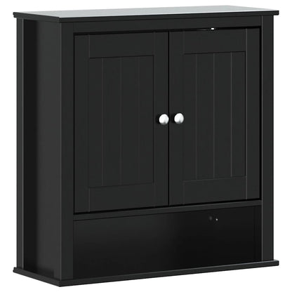 Mobile da Bagno a Muro BERG Nero 69,5x27x71,5cm Legno Massello | homemem39