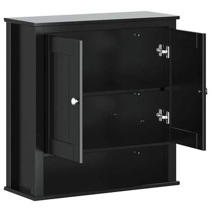 Mobile da Bagno a Muro BERG Nero 69,5x27x71,5cm Legno Massello | homemem39