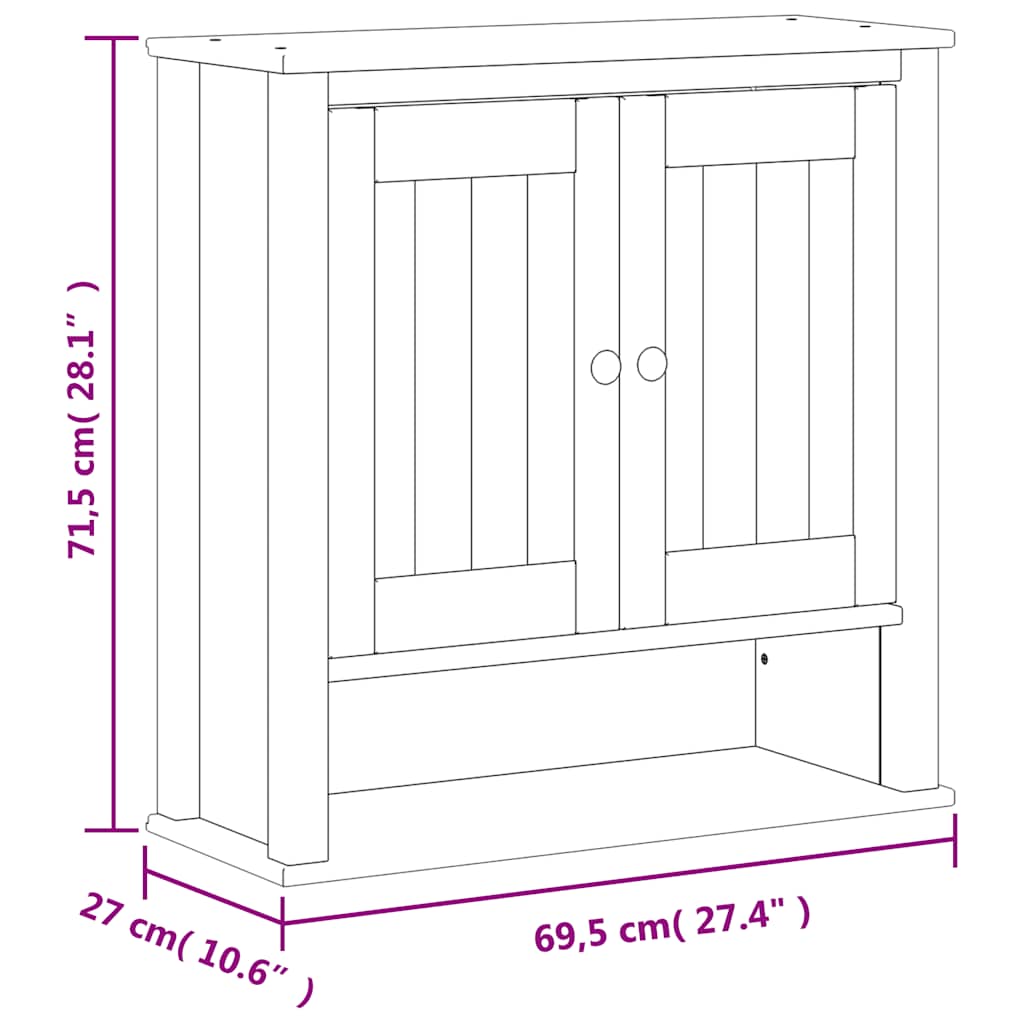 Mobile da Bagno a Muro BERG Nero 69,5x27x71,5cm Legno Massello | homemem39
