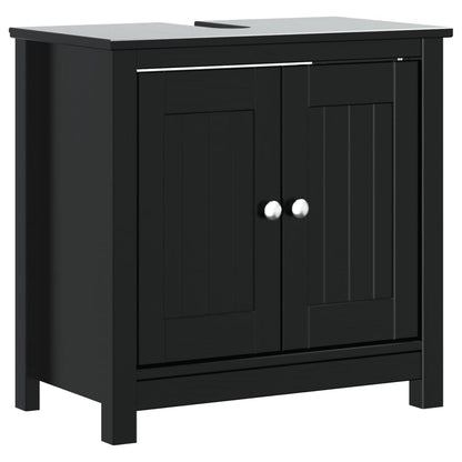 Mobile Lavabo da Bagno BERG Nero 60x34x59cm Legno Massello Pino