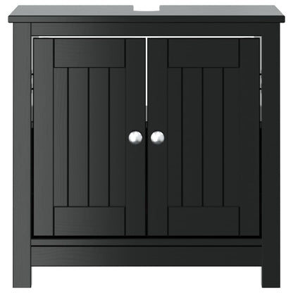 Mobile Lavabo da Bagno BERG Nero 60x34x59cm Legno Massello Pino