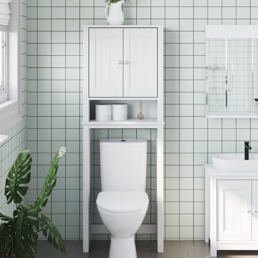 Portaoggetti Sopra WC BERG Bianco 60x27x164,5 cm Legno Massello | homemem39