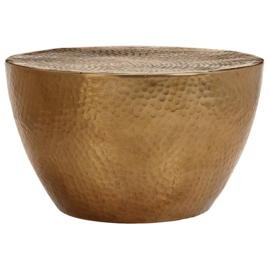 Tavolino da Salotto in Alluminio Martellato Ø 50x30 cm Ottone