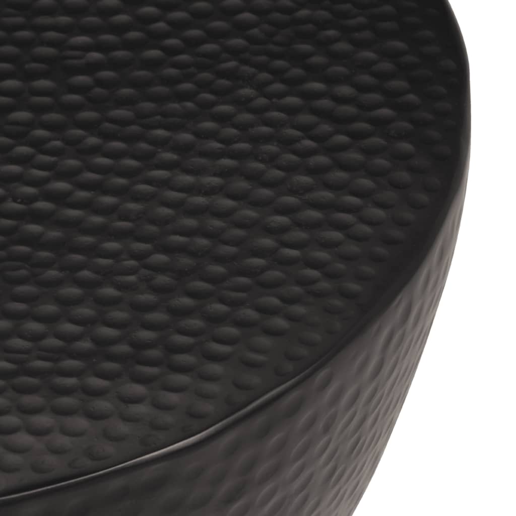 Tavolino da Salotto in Alluminio Martellato Ø 50x30 cm Nero