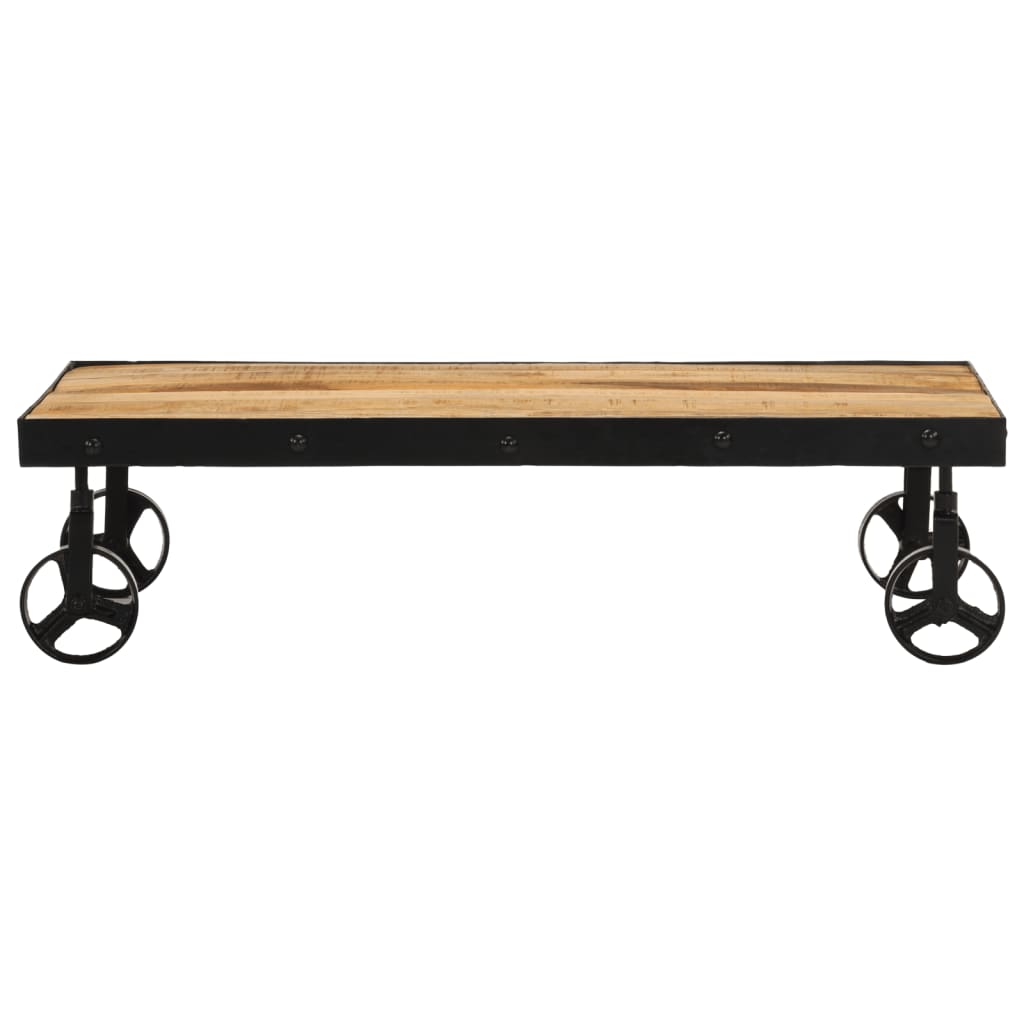 Tavolino da Salotto con Ruote Legno Massello Mango 100x55x26 cm | homemem39