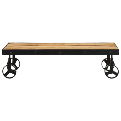 Tavolino da Salotto con Ruote Legno Massello Mango 100x55x26 cm | homemem39
