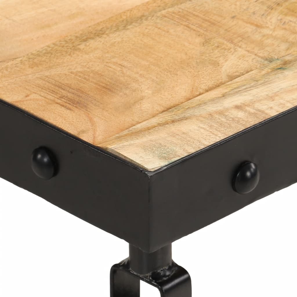 Tavolino da Salotto con Ruote Legno Massello Mango 100x55x26 cm | homemem39