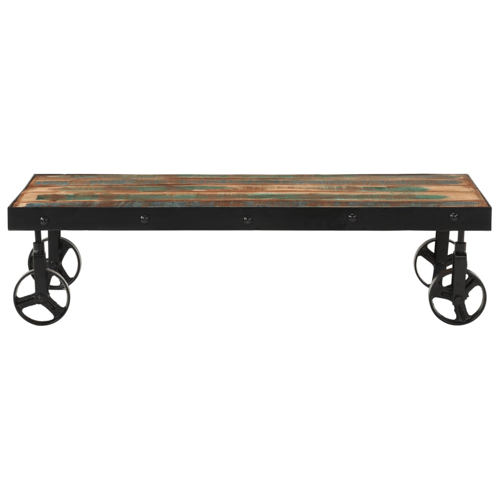 Tavolino Salotto con Ruote Legno Massello Recupero 100x55x26 cm | homemem39