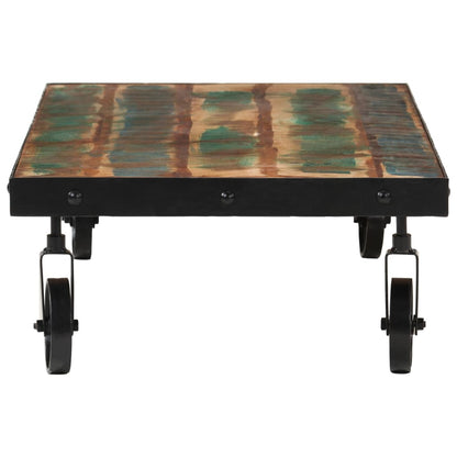 Tavolino Salotto con Ruote Legno Massello Recupero 100x55x26 cm | homemem39
