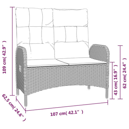 Set da Pranzo da Giardino 2 pz con Cuscini in Polyrattan Grigio - homemem39
