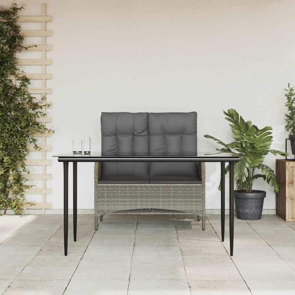 Set da Pranzo da Giardino 2 pz con Cuscini in Polyrattan Grigio | homemem39