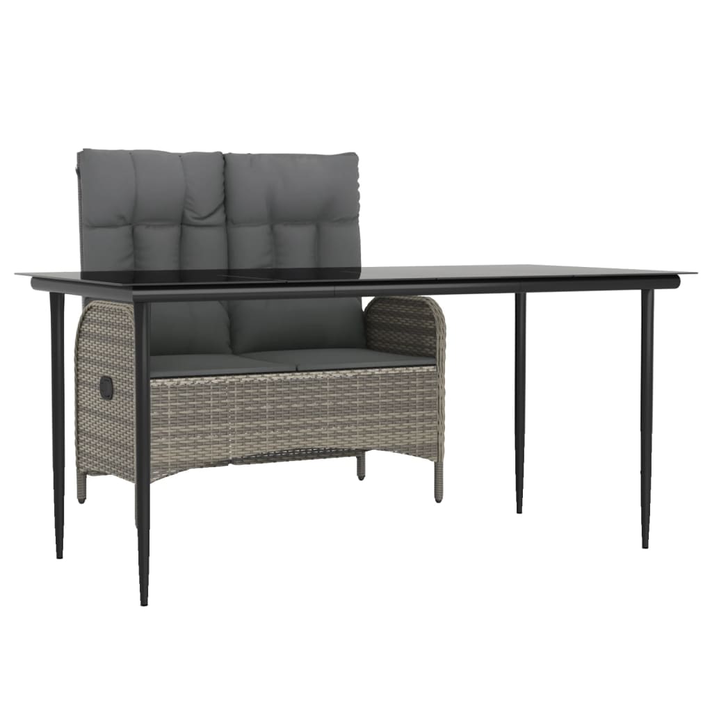 Set da Pranzo da Giardino 2 pz con Cuscini in Polyrattan Grigio | homemem39