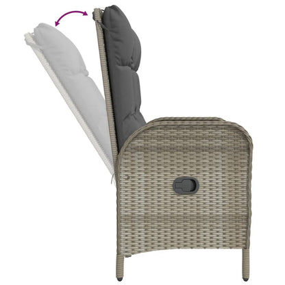 Set da Pranzo da Giardino 2 pz con Cuscini in Polyrattan Grigio - homemem39